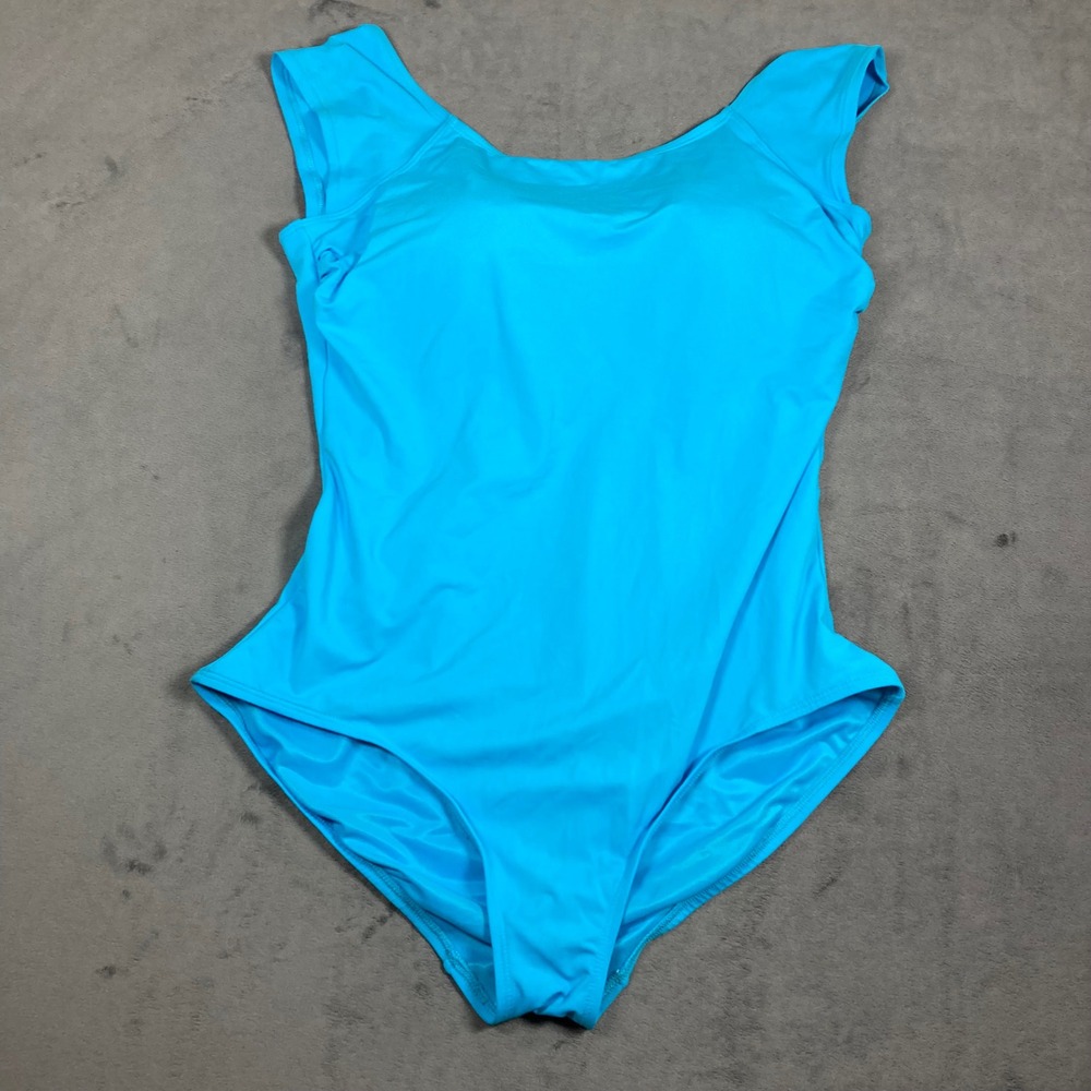 Lands' End Womens Blue One Piece Swimsuit Cross Back Size 16L